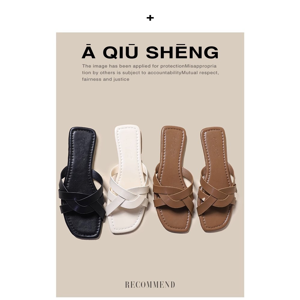 Pantofole a fondo piatto Le donne indossano sandali romani intrecciati dal nuovo design estivo Infradito in morbida pelle stile fata_voghion.com