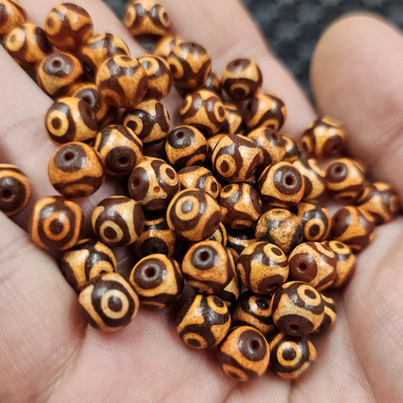 Red agate three-eye dzi round beads, loose gemstone beads, 8mm, for bracelets, necklaces, jewelry accessories, beads wholesale