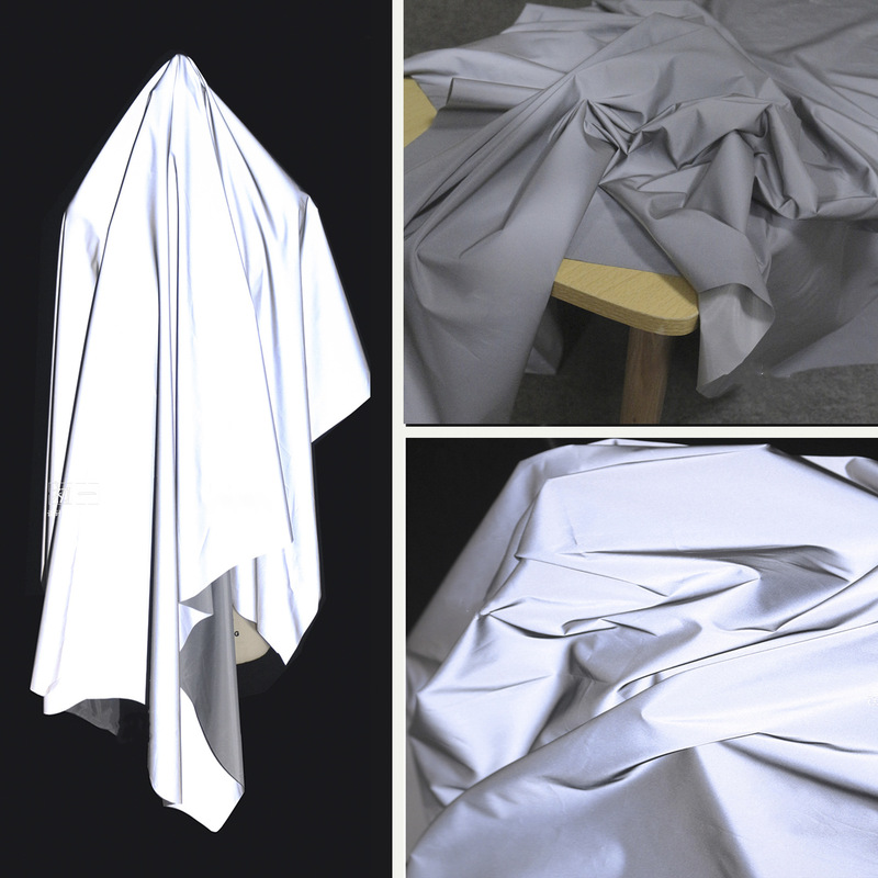 Night Vision Reflective Safety Warning Bright Silver Reflective Luminous Raincoat Creative Down Jacket Designer Fabric
