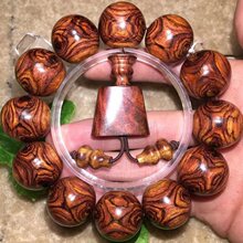 【老料海南黄花梨手串】鬼脸对眼海黄佛珠男瘤疤文玩手链高密油梨