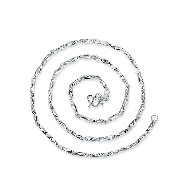 925 plata esterlina 3mm yuan collar de cadena de oro hombre sólido cadena de plata cadena de clavícula de hombre hip hop para enviar marido novio