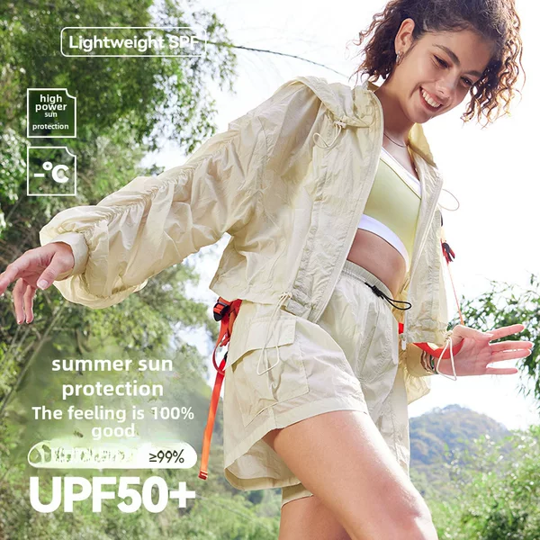 Lightweight Breathable Short Waisted Sports Jacket Women's Outdoor Small Commuter Casual Solid Color Yoga Top Jacket