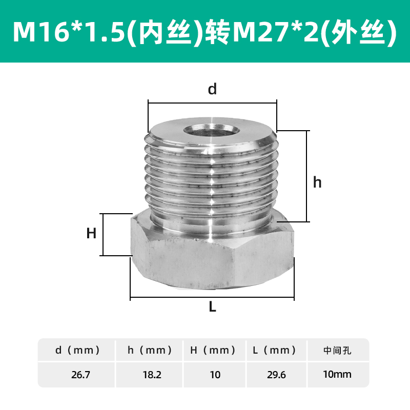 Adaptador de manómetro de agua de Ilecco adaptador de cobre de acero inoxidable 304 M14M20 / 1.5 4 minutos