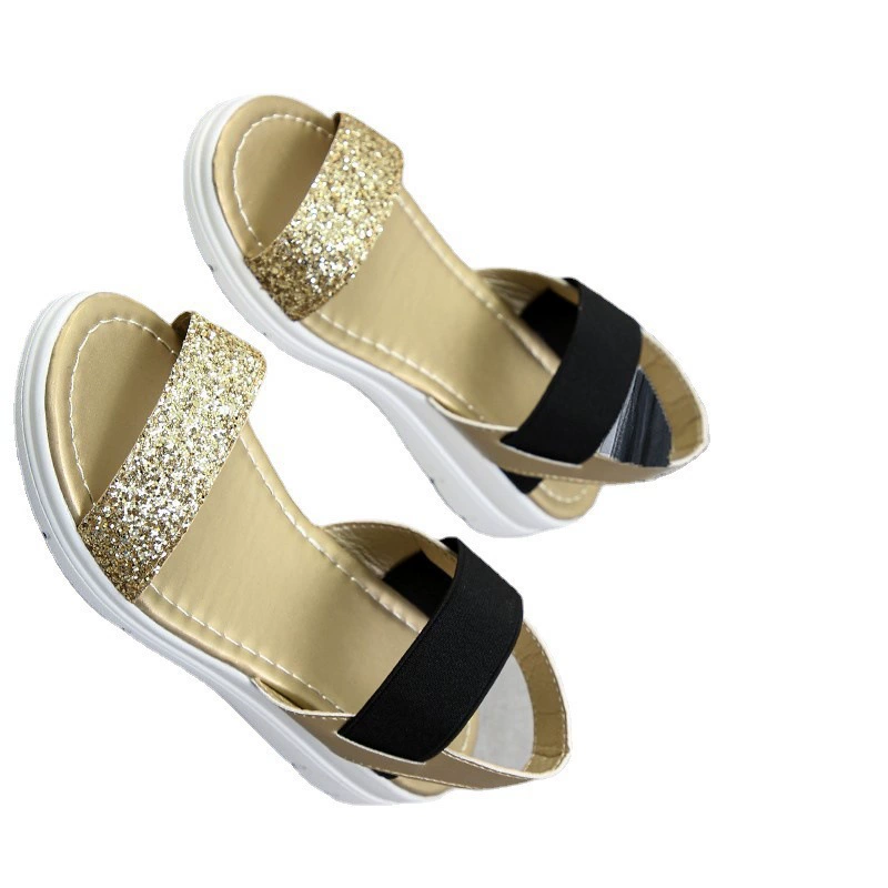 Сапфировые sequins платформа, пляжные летние вместительные сандалии для отдыха, плюс размер