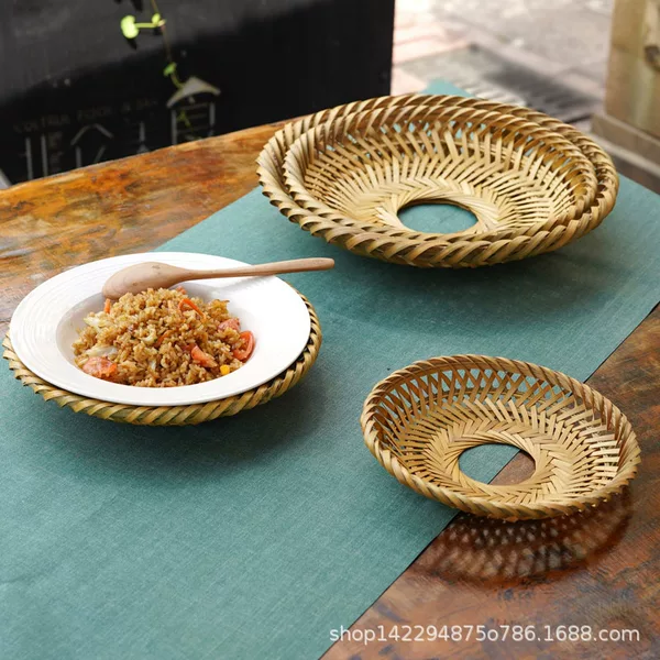 Bamboo casserole holder hotel tray high temperature resistant anti-scalding insulation pad commercial hotel dry pot casserole holder pot basket