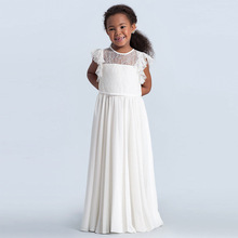 歐美時尚童裝女童蕾絲連衣裙演出婚禮花童禮服裙白色鏤空公主裙子