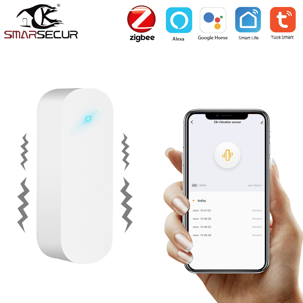 工厂批发涂鸦智能ZigBee震动传感器新款震动探测器防盗震动感应器