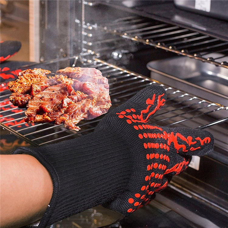 Gants de barbecue haute température approvisionnement direct d'usine coton barbecue four à micro-ondes protection de sécurité double couche anti-brûlure_voghion.com