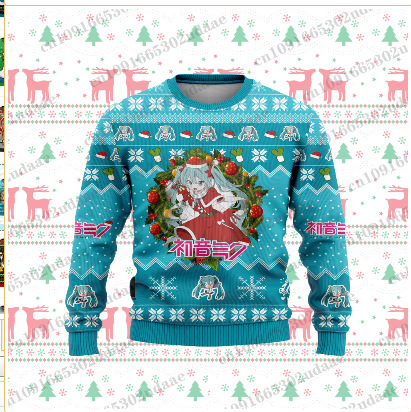 2024 venta caliente 3D impresión digital spot hombres casual todo-fósforo hombro de manga larga suéter suelto cuello redondo