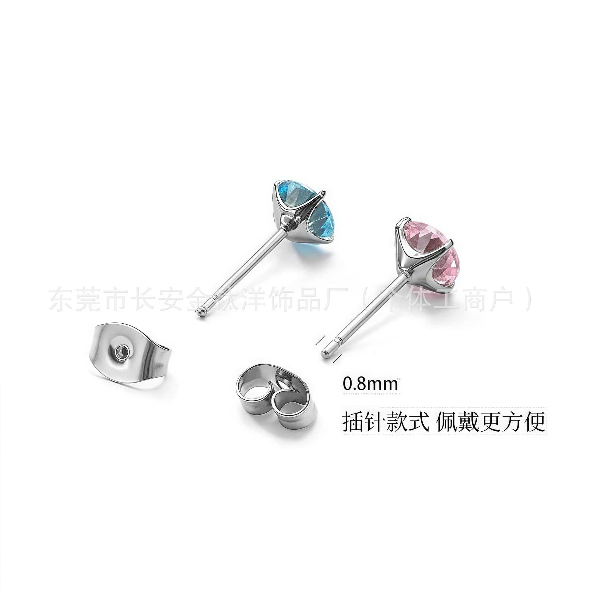 F136 Titanium 5A Zircon Butterfly Buckle Fine Needle One-Piece Earplugs Ear Bone Nail G23 Titanium Alloy Piercing Jewelry Ear Studs detail image 7