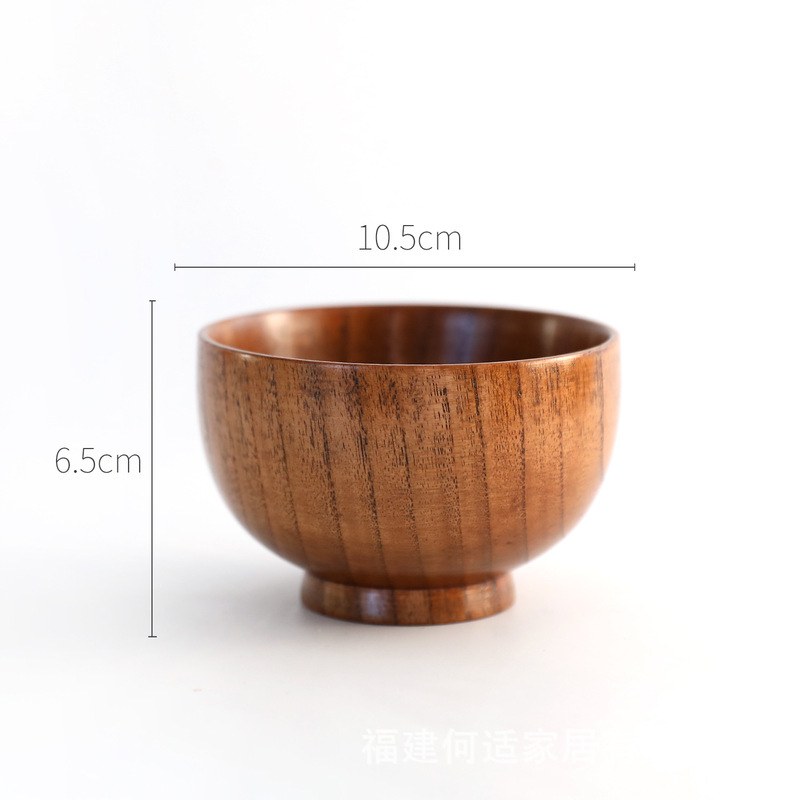 日本式のレトロな酸っぱいナツメの木の碗の純粋な手作りの木製のご飯の碗の子供の実木の碗の大きいサイズのスープの碗の家庭用食器|undefined