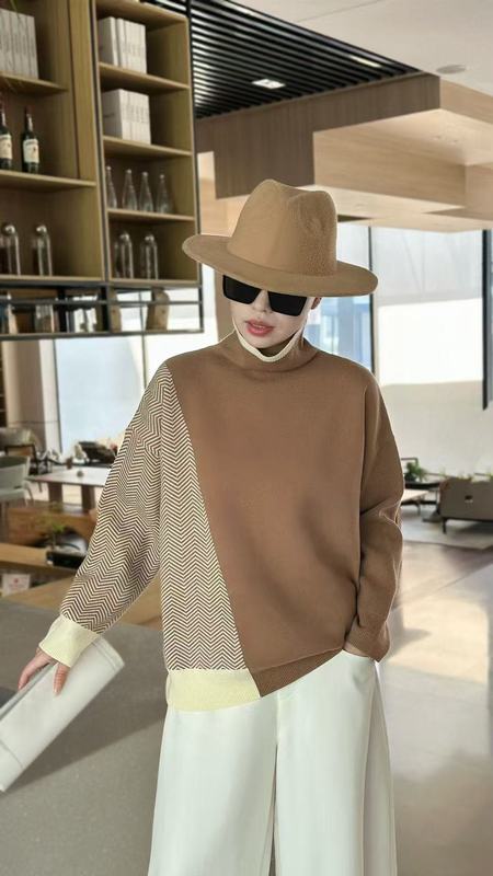 女装秋冬针织衫套头衫跨境毛衣女保暖长袖打底衫提花拼色上衣|undefined