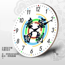 跨境爆款定制DMF木制挂钟来图来样LOGO定制钟表多种尺寸图案设计