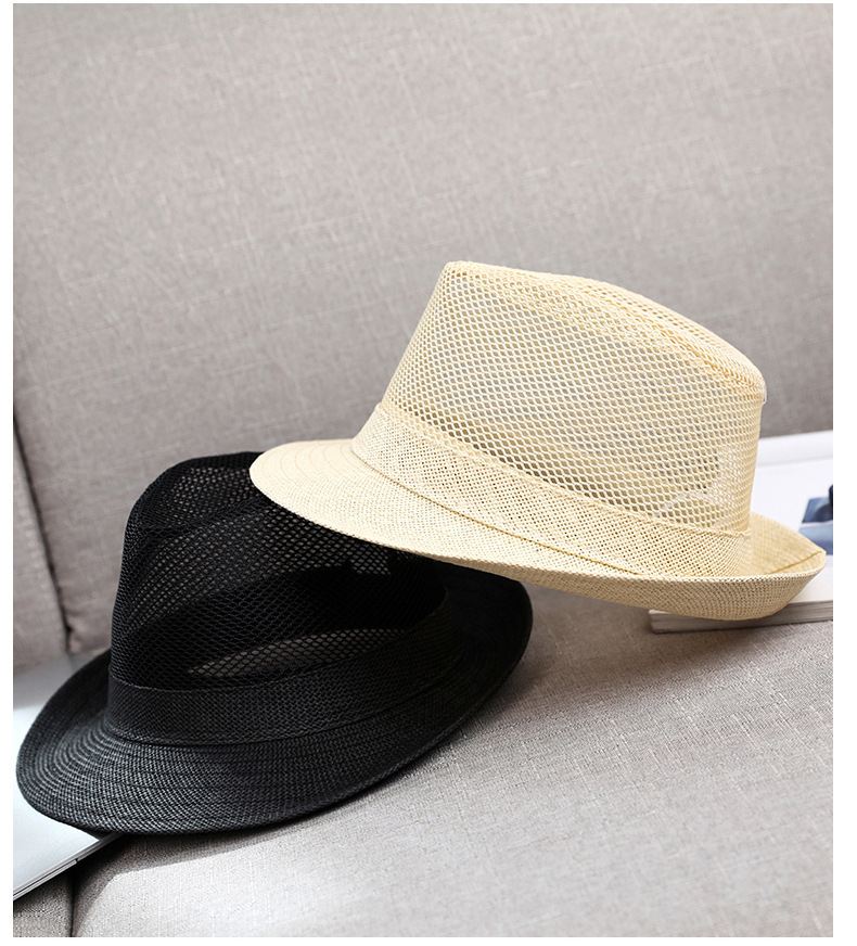2100g Weight Fedora Hat Hats Type Casual, Outdoor Occasion Polyester Material Solid Color Pattern Summer Season Men's Gender Simple Style Style Crimping Rim Men's Simple Style Solid Color Crimping Fedora Hat 8