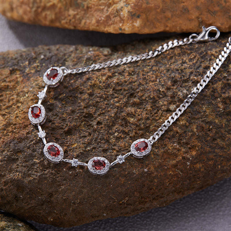 4g Weight Bracelets Classification 925 sterling silver Chain Material 1 Piece Quantity Date, Tea Party Occasion 925 Sterling Silver, Garnet, Apatite Material Geometric Pattern All Seasons Season Women's Gender Simple Style, Shiny Style 925 Sterling Silver Garnet Apatite Geometric Bracelets 6