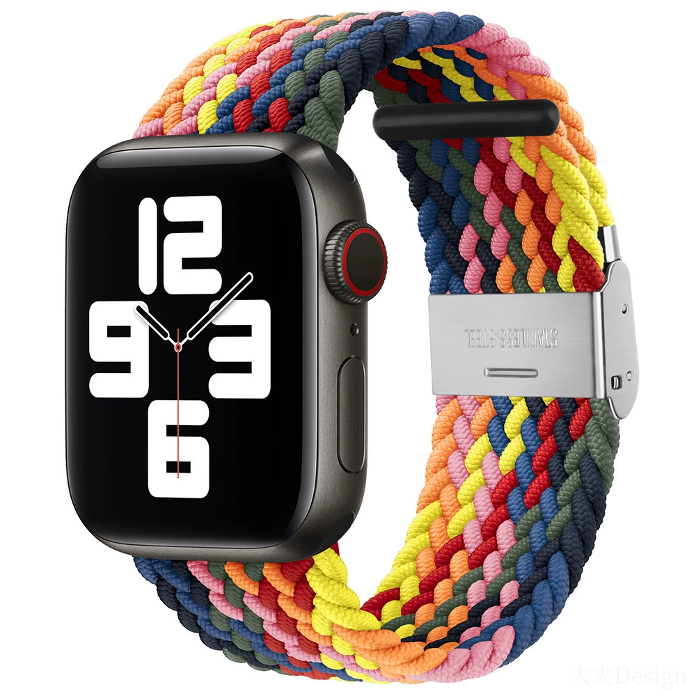 Совместимо с Apple Watch 5-6-7-8-9-10 поколения Snap-on нейлоновый плетёный ремешок iWatch S10 регулируемый браслет