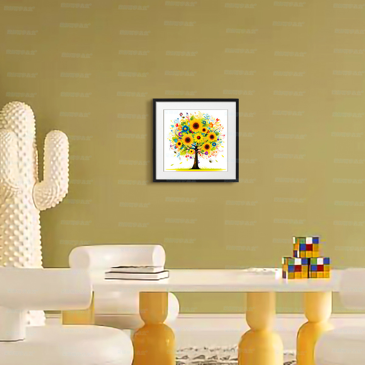 Mona Lisa Real bordado cruzado árbol de la felicidad - belleza moderna, estética minimalista piezas pequeñas cuelgan pinturas de dormitorio bordadas a mano image 2