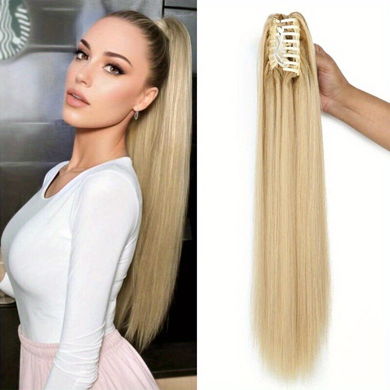 Wig Large Clip Straight Hair Ponytail Women's European and American Cross-Border Fashion Chemical Fiber Wig Braid Straight Ponytail Ready Stock Wholesale Wig Large Clip Straight Hair Ponytail Women's European and American Cross-Border Fashion Chemical Fiber Wig Braid Straight Ponytail Ready Stock Wholesale