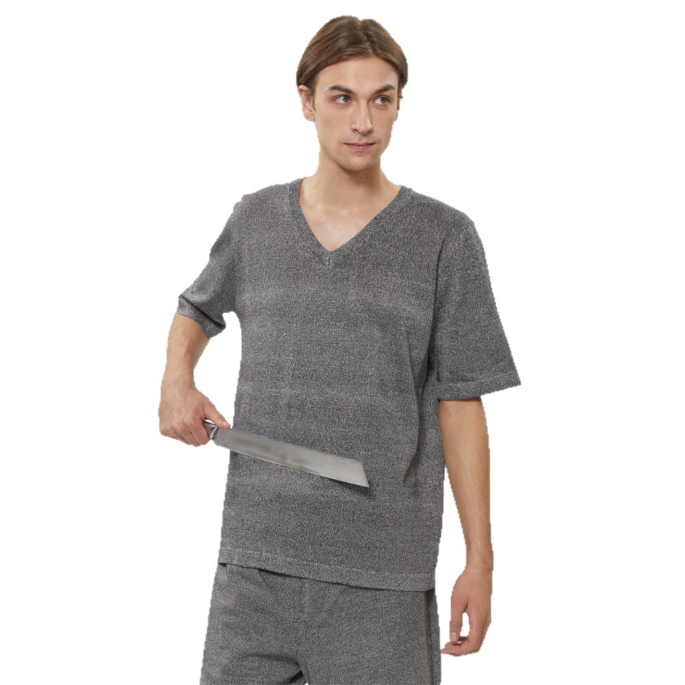 厂家现货防割服鸡心领短袖防护服出口亚马逊针织户外作业防刺服