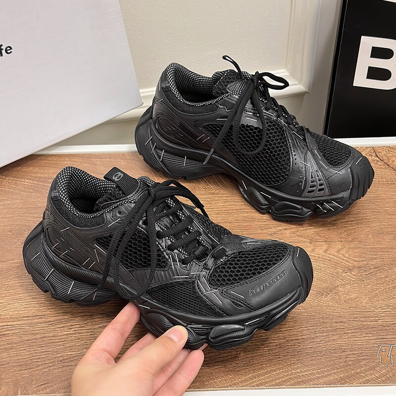 Ba's New Couple Model Stapler-Style Dad Shoes Unisex 2024 Retro Thick-Soled Height-Increasing Vintage Sneakers