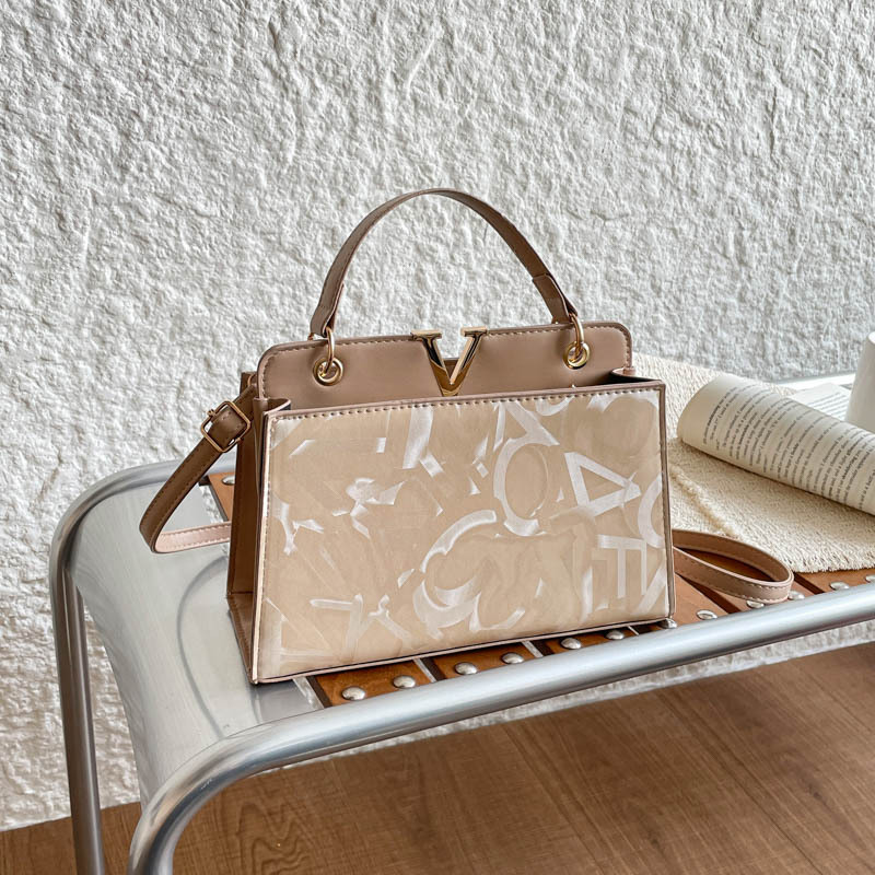 Bolso Cuadrado Bandolera con Estampado de Letras de PU para Uso Diario