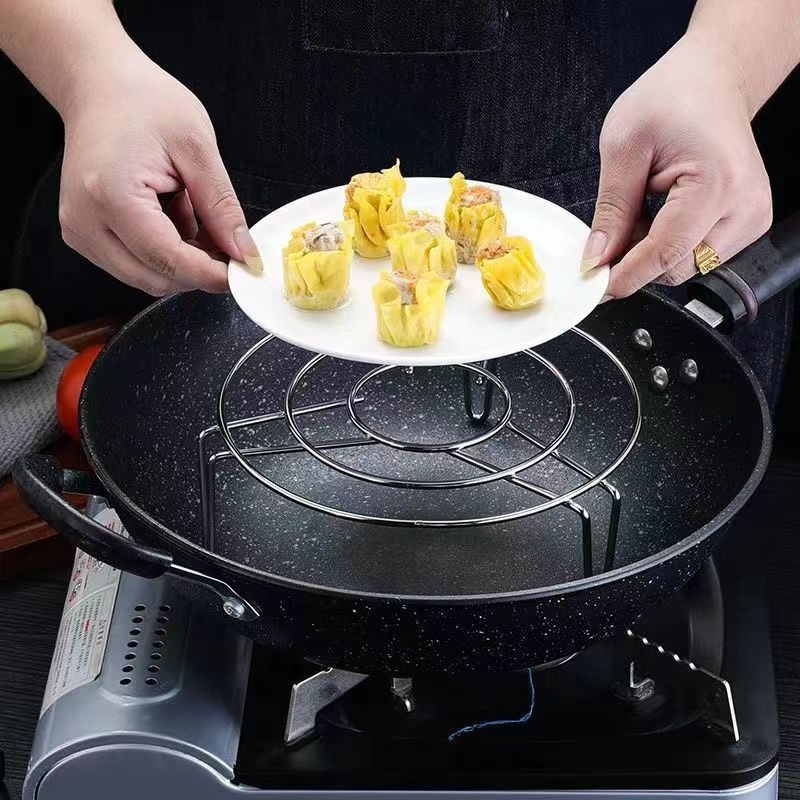 Estante de vapor de acero inoxidable 304 extra grueso, rejilla de vapor doméstica de grado alimenticio, bandeja de vapor, vaporera de aislamiento térmico multifuncional, verduras al vapor, huevos al vapor