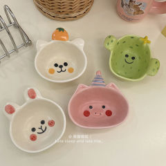 超かわいいアニメ陶磁器ボウル朝食ボウル家庭用陶磁器ヨーグルトボウル味皿に調味料皿をつけたおかず皿