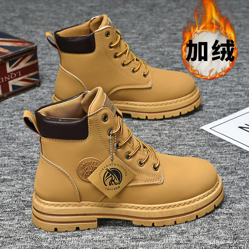 Botas Martin para hombres retro estilo británico botas de ruibarbo moda versátil con veludo calentamiento invierno grueso aumento de altura botas de herramienta image 7