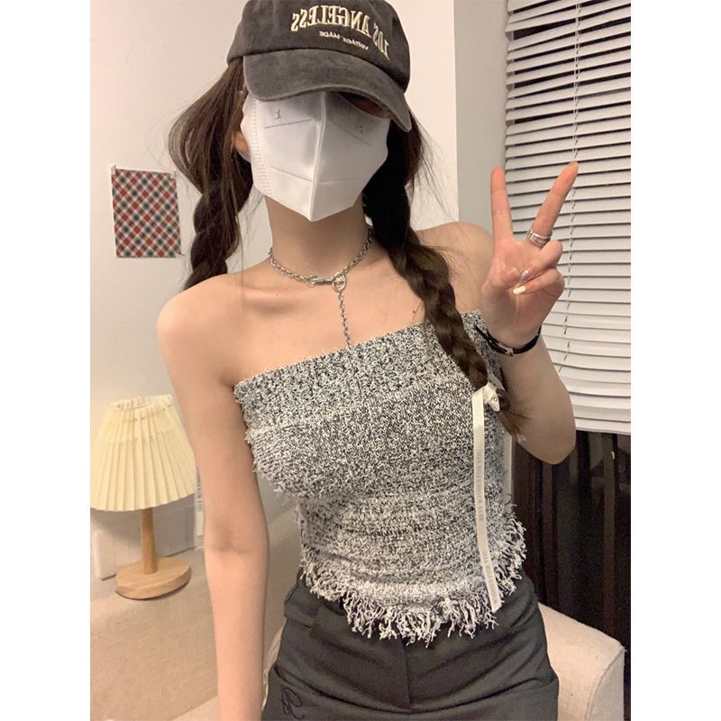 Hot Girl Style Slim Fit Tassel Hem Tube Top Knitwear for Women 2026 Spring and Summer New Inner Wear Outer Wear Vest Top Hot Girl Style Slim Fit Tassel Hem Tube Top Knitwear for Women 2026 Spring and Summer New Inner Wear Outer Wear Vest Top