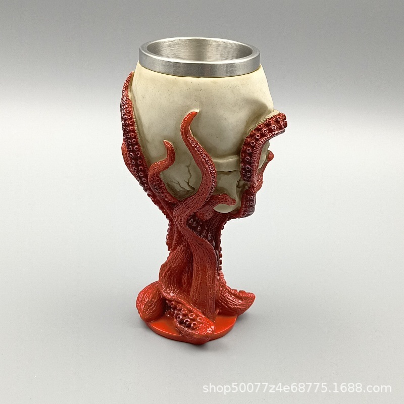 Taza de agua con forma de calavera de pulpo Regalo de Halloween Taza de vino divertida Taza de cerveza de acero inoxidable personalizada