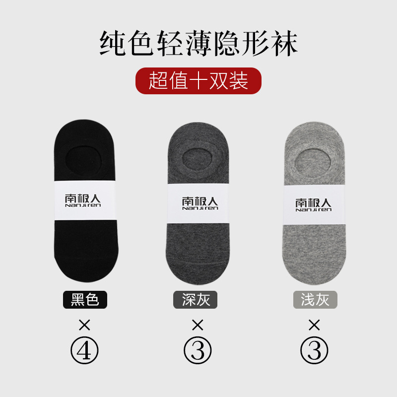 Calcetines Nanjiren, calcetines invisibles, calcetines transpirables, calcetines cortos simples y finos de color sólido, calcetines cortos antideslizantes para hombre, primavera y verano