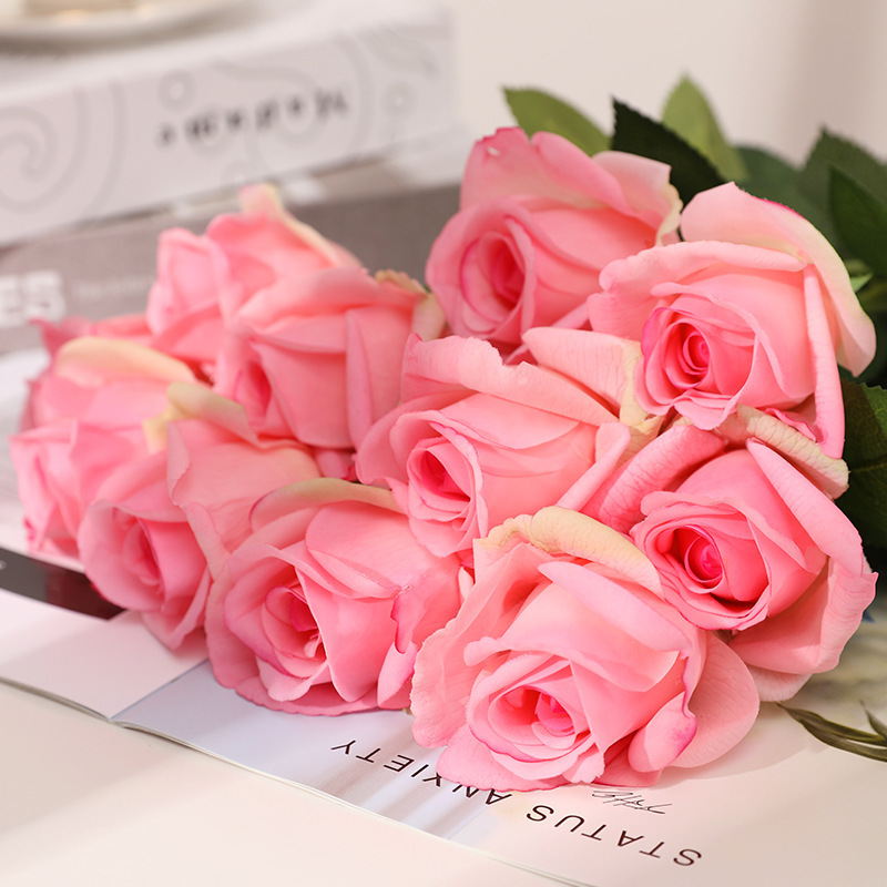 Simulated Rose Single Feel Moisturizing Rose Artificial Flower Fake Flower Home Wedding Bride Holding Rose Bouquet