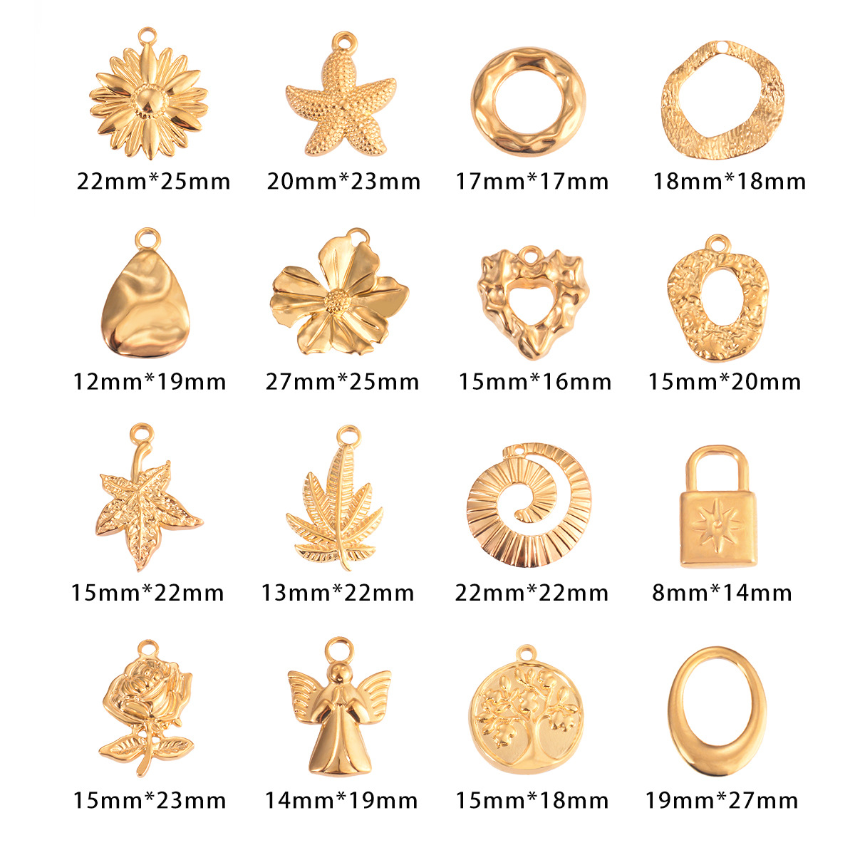 12g Weight PVD Coated Gold Plating Process Pendant Jewelry Making Type DIY Jewelry Accessories Classification 304 Stainless Steel Material Multiple Specifications Festival Leaf, Starfish, Flower Pattern Simple Style Style Plating Craft 304 Stainless Steel Leaf Starfish Flower Pendant 无