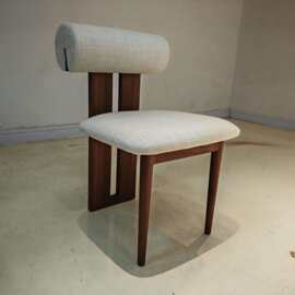 中古风实木餐椅家用现代简约软包靠背椅餐厅侘寂风餐桌椅厂家批发