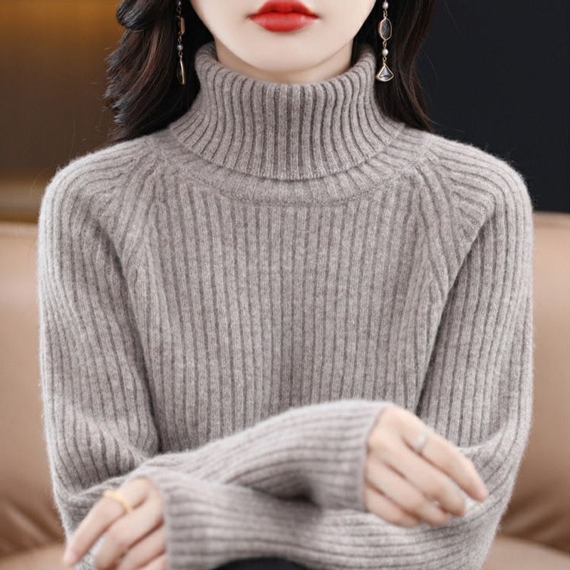 Cashmere Turtleneck Base Sweater for Women, Loose Knitwear for Women, Long-Sleeved Ribbed Inner Top for Autumn and Winter 2025