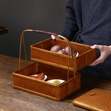 竹编复古手提盒小号长方形方形圆形大号礼品中式盒食盒月饼盒茶盒