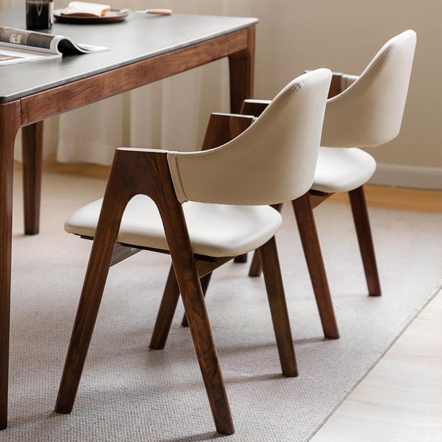 Shejiaguan solid wood dining chair black walnut color study chair simple new Chinese style arm chair home soft backrest chair