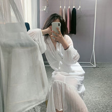【衣沐】Puglia普利亚 灯笼袖压皱设计长裙宽松纯色气质连衣裙