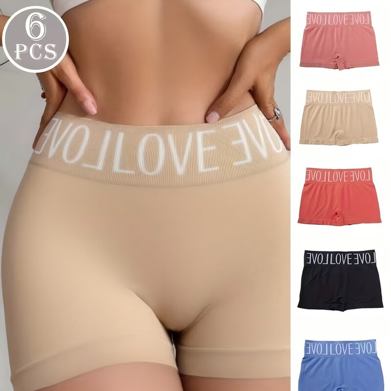 Cross-Border Plus-Size Sexy Women's Seamless High-Elastic Underwear Letter Print Sports Fitness Boxer Briefs Women's Base Layer Boxer Shorts