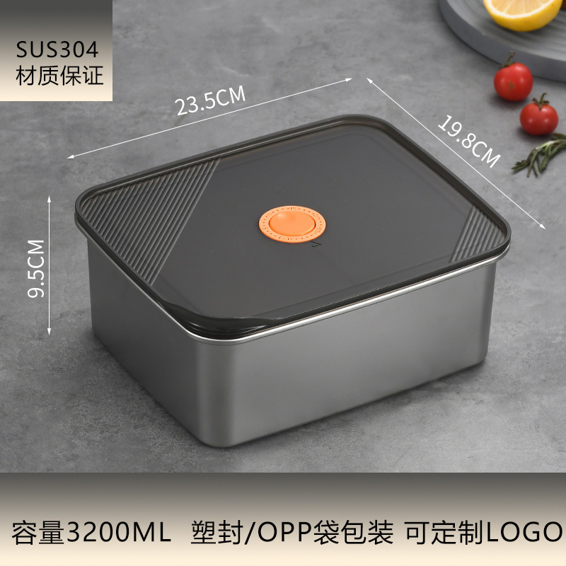 ステンレス製304食品グレード弁当箱 密閉フルーツ弁当箱 冷蔵庫用角型蓋付き弁当箱 電子レンジ対応 鮮度保持弁当箱|undefined