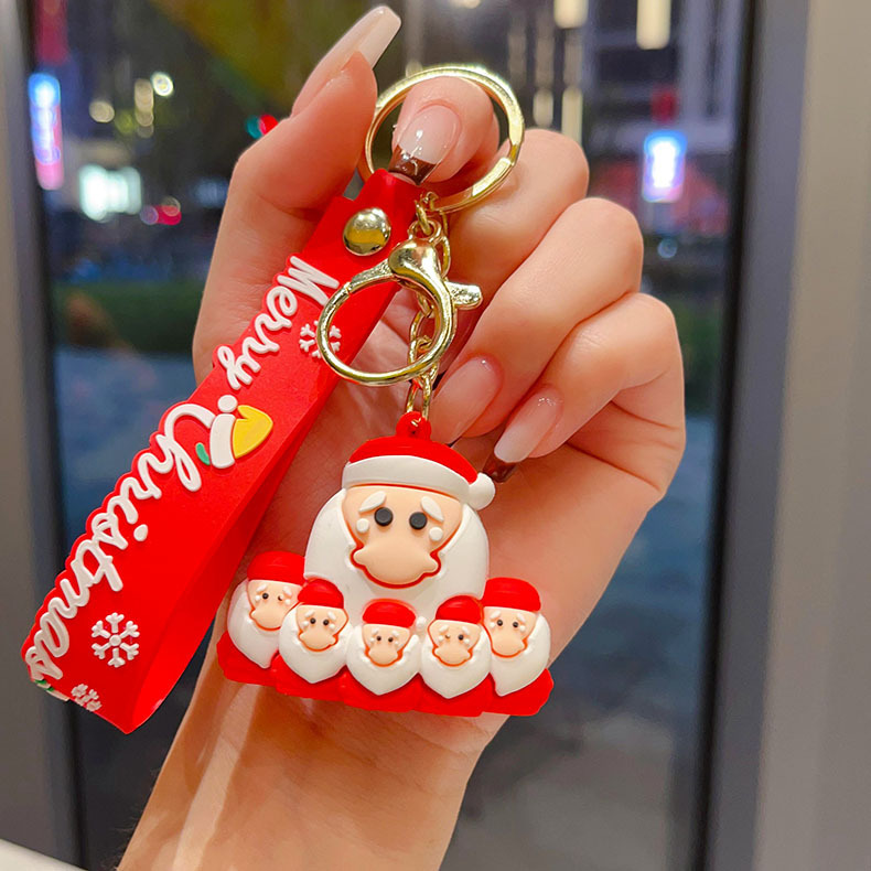 国境を越えたサンタクロースのキーホルダークリスマスペンダントクリスマスツリートナカイ人形バッグキーホルダープレゼント卸売り|undefined