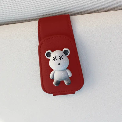 multifunctional car glasses clip – Car Glasses Clip/Bill Clip - red-gray-bear