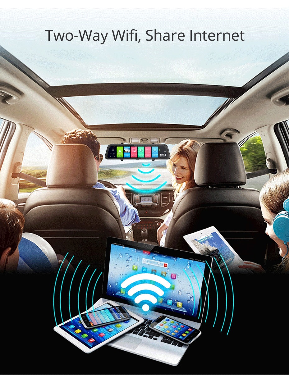 Cross-Border 9.66 10-Inch 4g Full-Screen Streaming Rearview Mirror Hd Night Vision 1080P Dual-Lens Driving Recorder