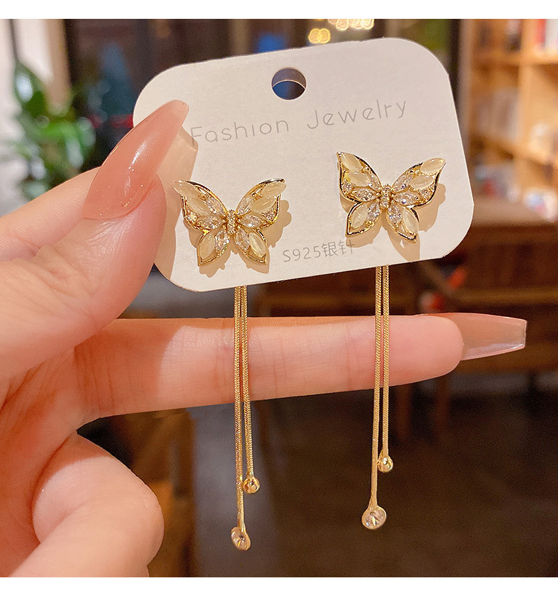 Women's Sweet Butterfly Alloy Zircon Earrings Inlaid Zircon Drop Earrings display picture 6