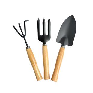 Three-piece set of wooden handle for gardening tools, shovel, rake, shovel, children's flower planting, flower planting, flower planting, garden garden, flower planting, and driving to the sea