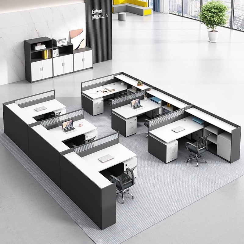Mesa y silla de oficina simple y moderna de personal combinada tarjeta de trabajo para cuatro personas doble mesa de computadora de posición única