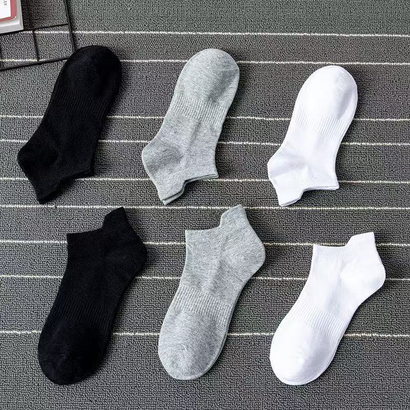 White Solid Color Short Socks for Women, Korean Style Black Short Socks, Trendy Versatile Boat Socks, Japanese Style Sports Breathable Short Socks