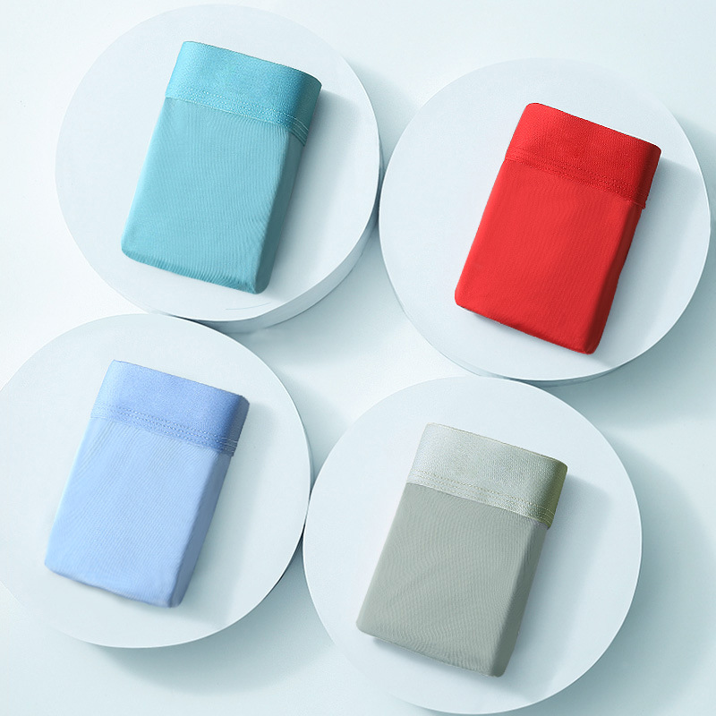 Calzoncillos Bóxer de Seda de Hielo para Hombre, Antibacterianos, Transpirables, de Verano, de Cuatro Puntas