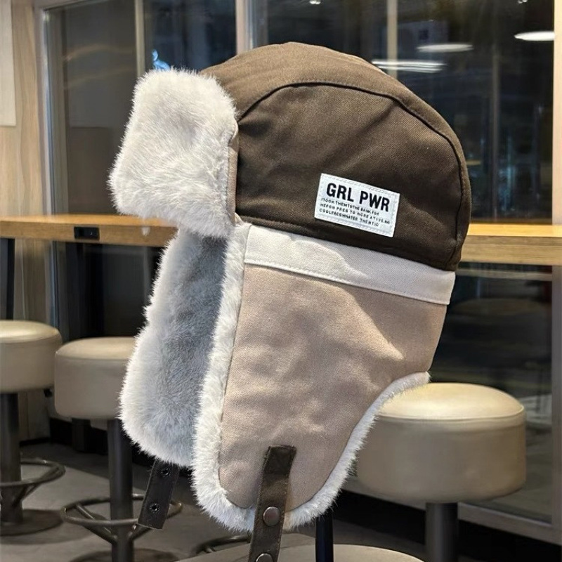 Sombrero coreano de color combinado Thunderfeng para hombres, gorra de protector de orejas caliente para mujeres, otoño y invierno al aire libre, esquí para hombres