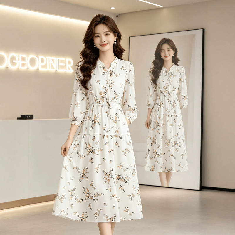 Women's Floral V-Neck Dress, New Spring and Autumn Style, Floral Artistic Style, Casual Travel Photography, Mid-Length Casual Dress 26 Women's Floral V-Neck Dress, New Spring and Autumn Style, Floral Artistic Style, Casual Travel Photography, Mid-Length Casual Dress 26